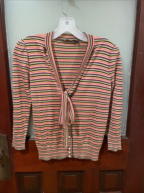 The Limited Sweaters - The Limited Multistripe Cardigan in Yellow, Red, Blue and Green